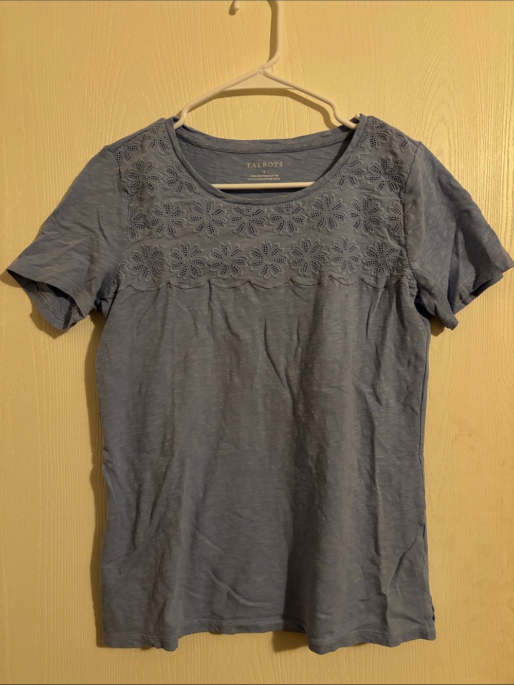 Talbots Tee with Flower Eyelet Design